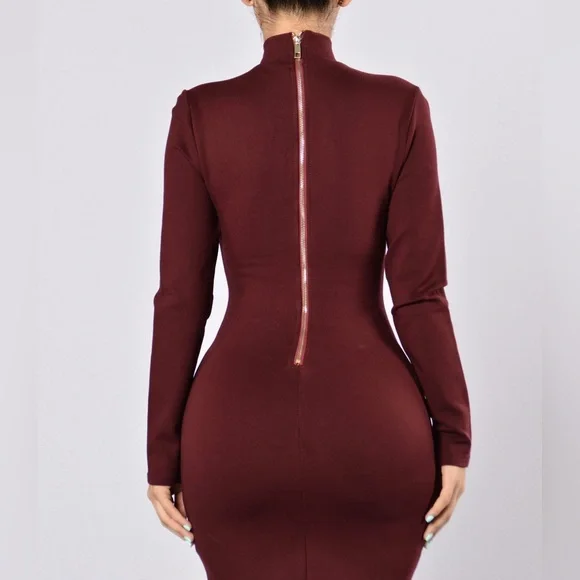 Fashion Nova Experienced Dress - Burgundy - Picture 3 of 5